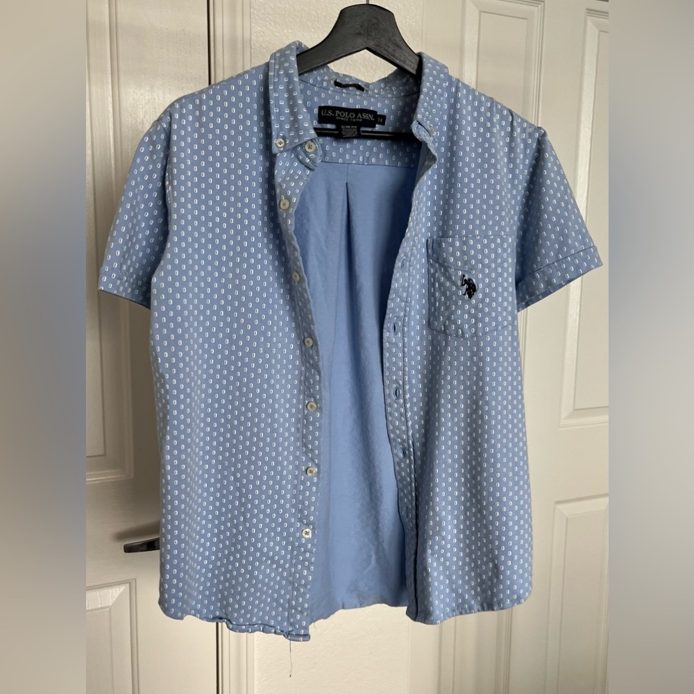 Light blue short sleeve button down